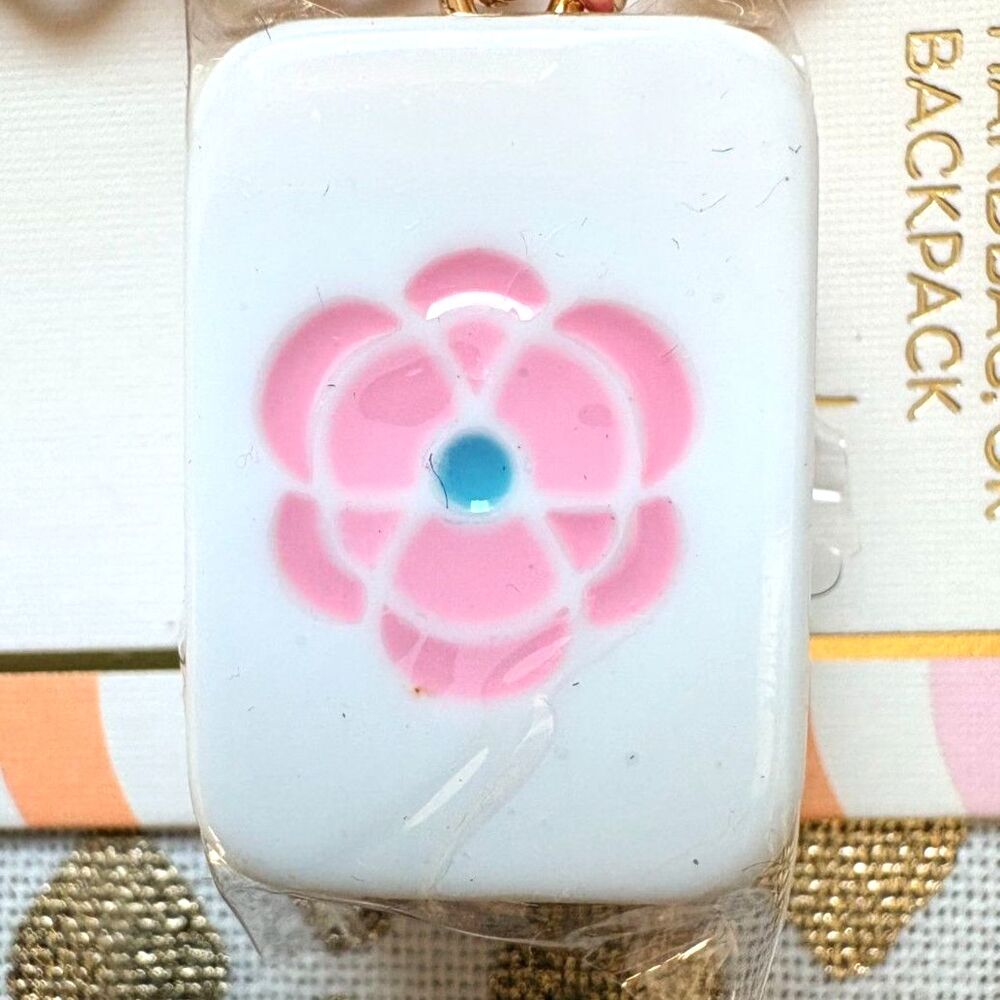 NWT Piper K Hand Painted Mahjong Tile Bag Charm & Key Chain Gold Tone - Picture 7 of 9
